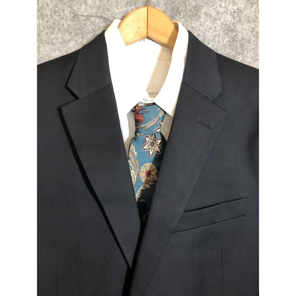 Tommy Hilfiger Blazer Mens 40 Long Black Wool Two Button Sport Coat Jacket